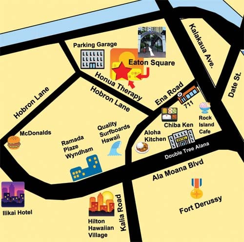 Honua-Therapeutic-Massage-Map-Eaton-Square-Landmarks